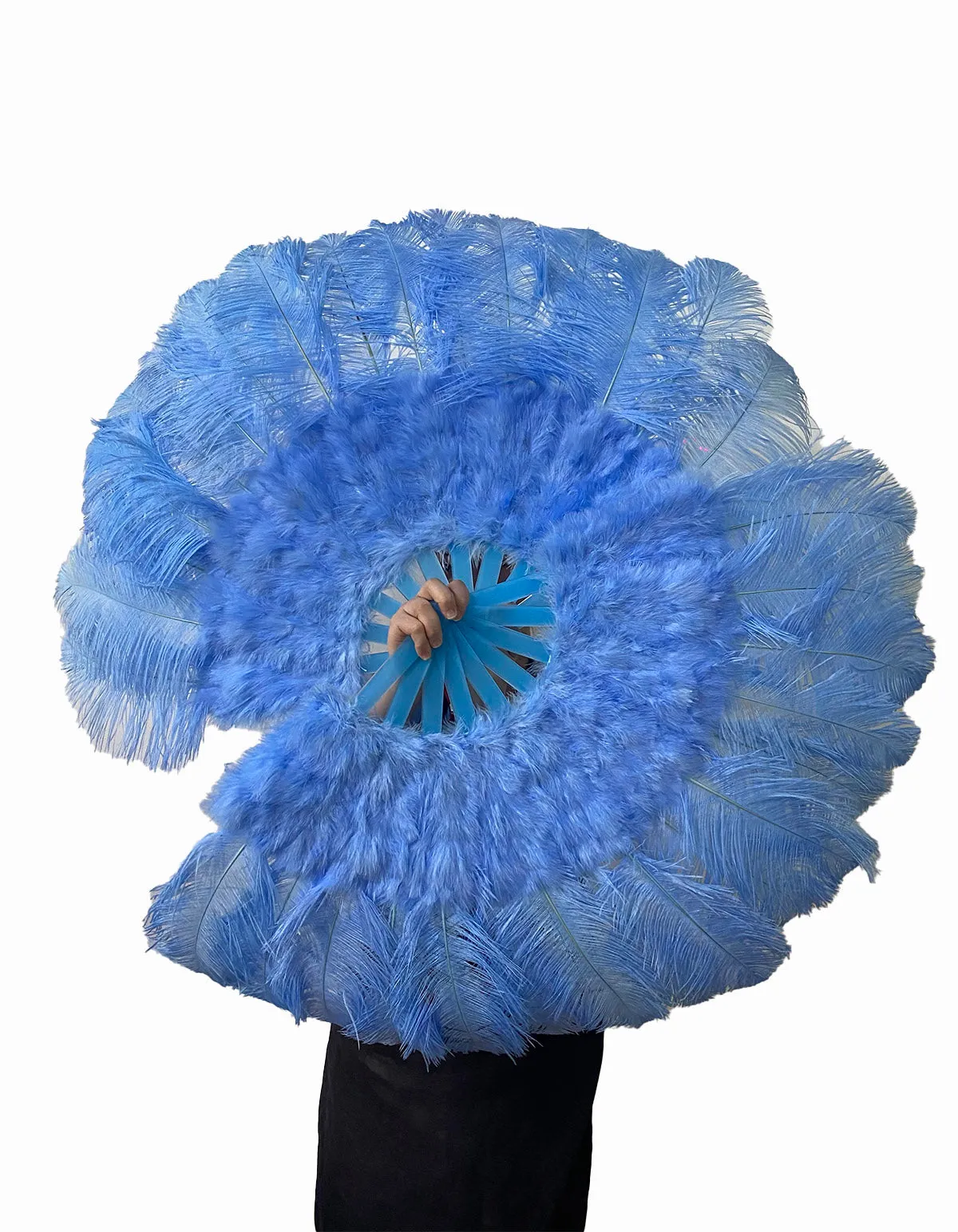 sky blue Marabou Ostrich Feather fan 21"x 38"