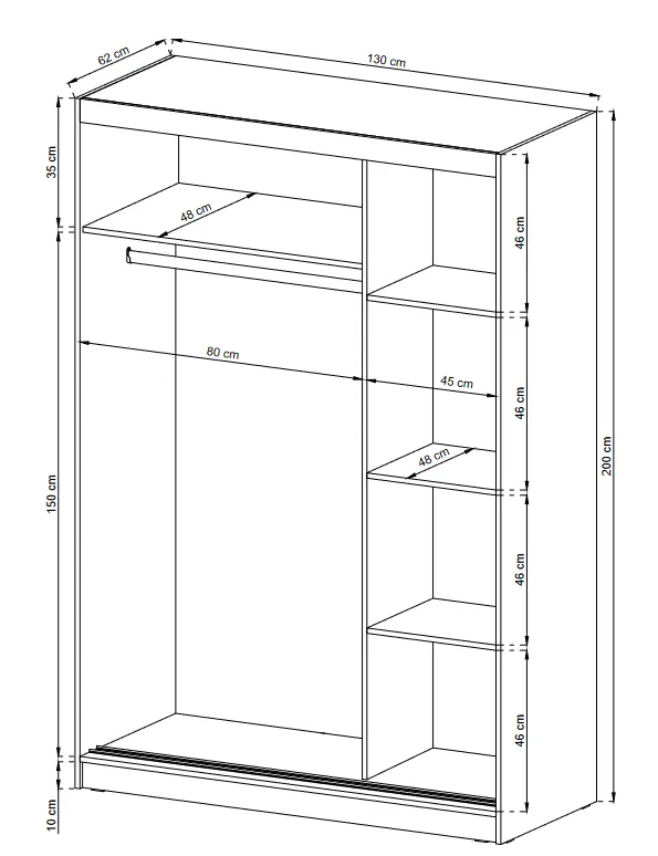 SLIDING DOOR WARDROBE MAJA I MIRROR 130CM SONOMA