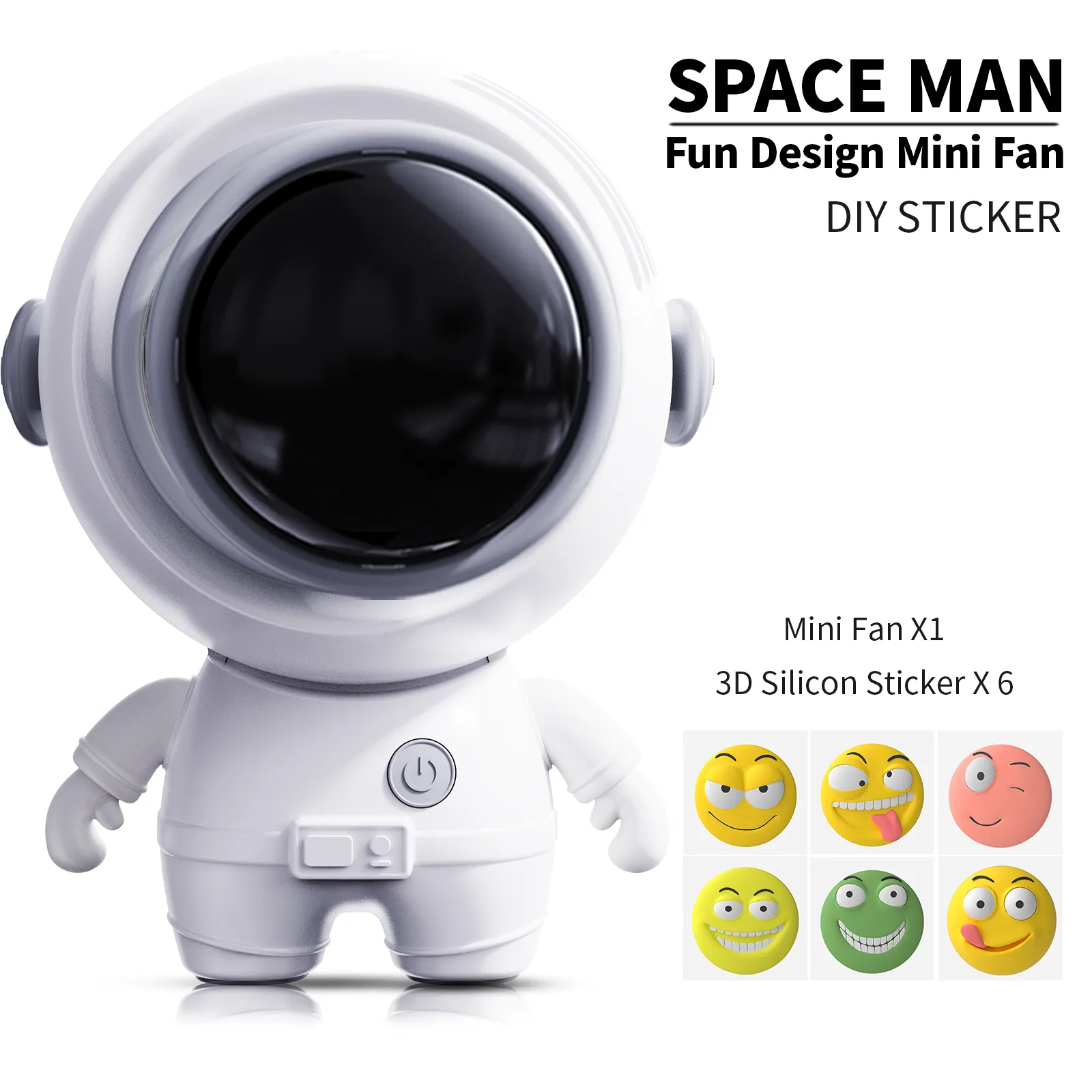 SPACEMAN Portable Neck FAN   DIY 3D STICKERS