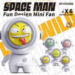 SPACEMAN Portable Neck FAN   DIY 3D STICKERS