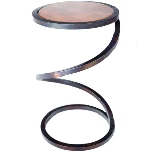 Spiral Round Accent Table with Hammered Copper Top