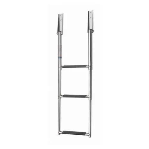 Telescopic stainless steel (AISI 316) boarding ladder with 3 steps, extended length 880 mm