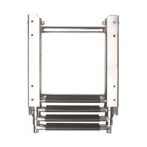 Telescopic stainless steel (AISI 316) boarding ladder with 4 steps, extended length 1165 mm