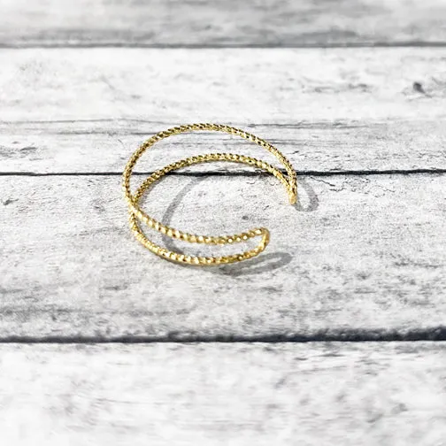 Textured Gold Layered Adjustable Ring