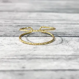 Textured Gold Layered Adjustable Ring