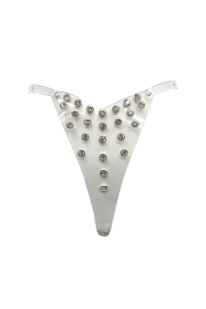 Tina Clear PVC Rhinestone High Cut Thong