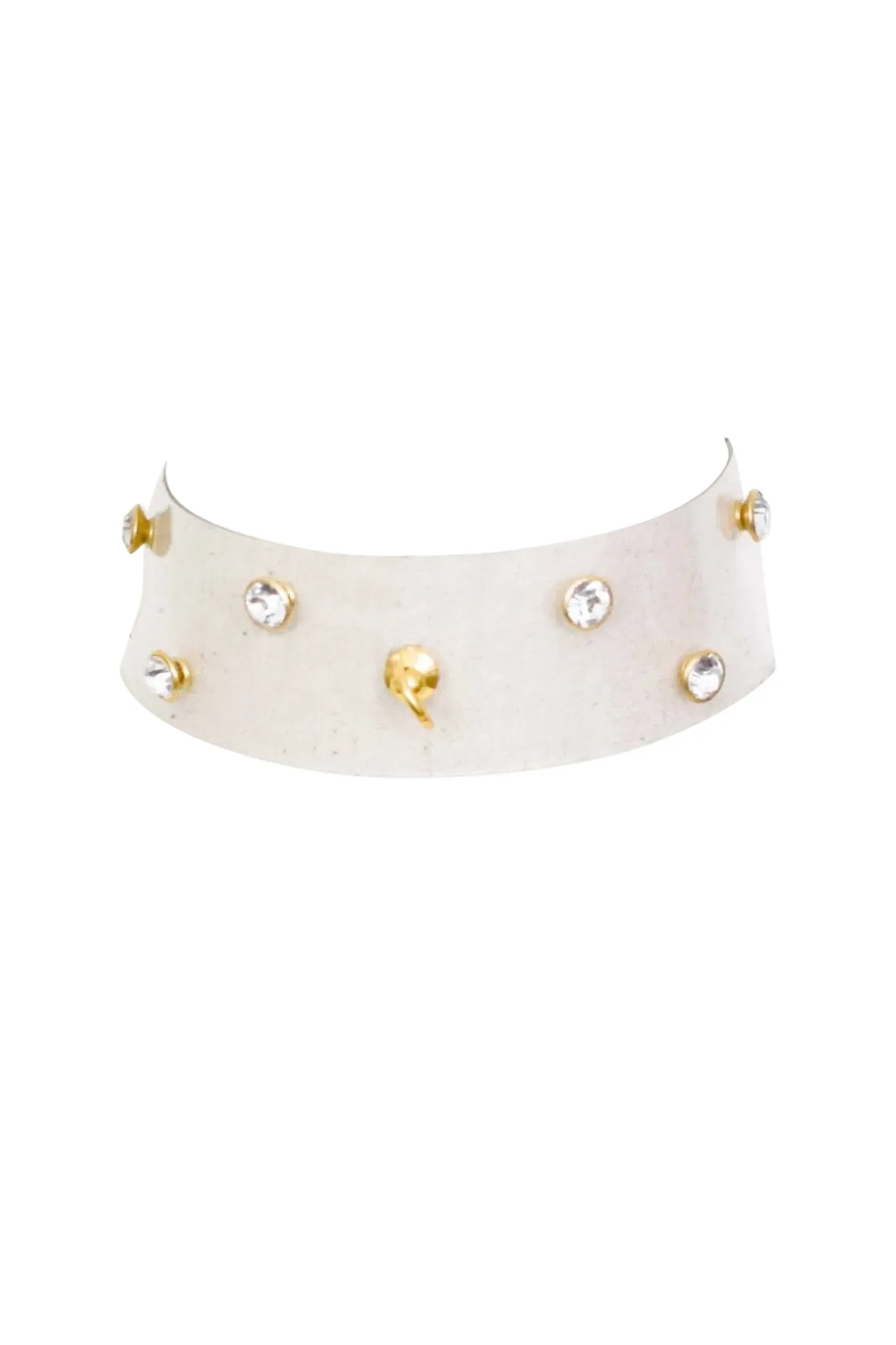 Tina Clear Vinyl Wide Collar with Rhinestones