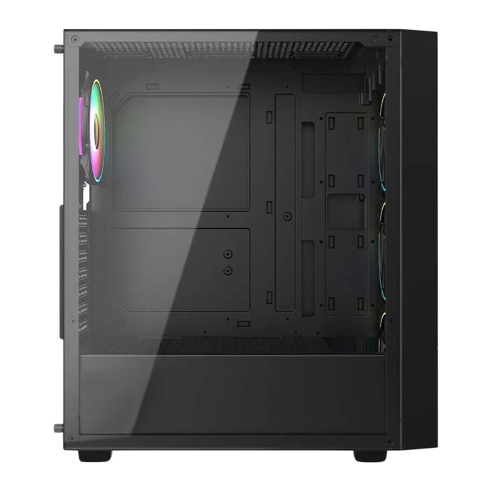 Vida Sirocco Black ARGB Gaming PC Case w/ Glass Window, ATX, 4x ARGB Fans, Mesh Front