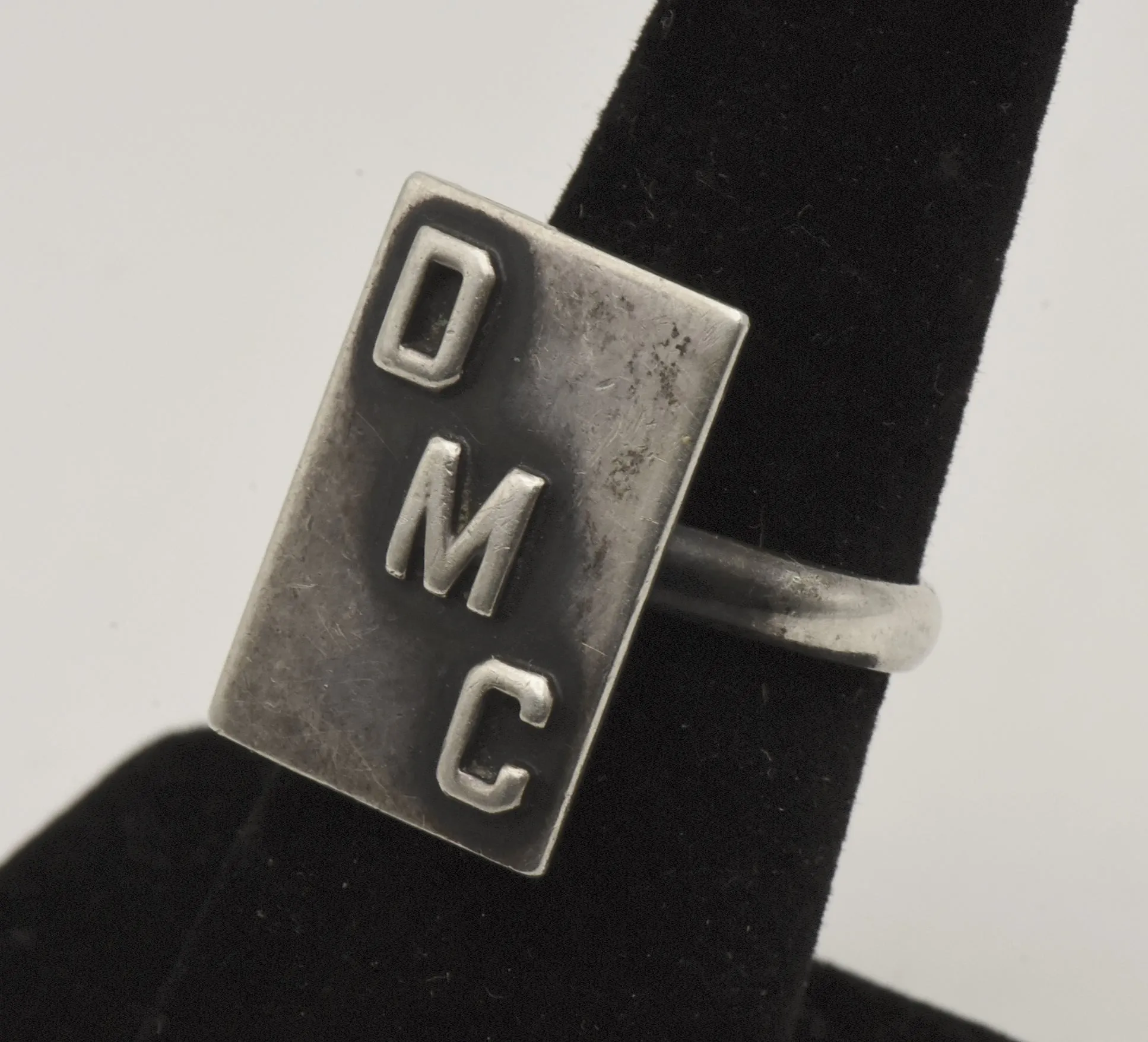 Vintage Handmade Sterling Silver Adjustable Size Monogram "DMC" Ring