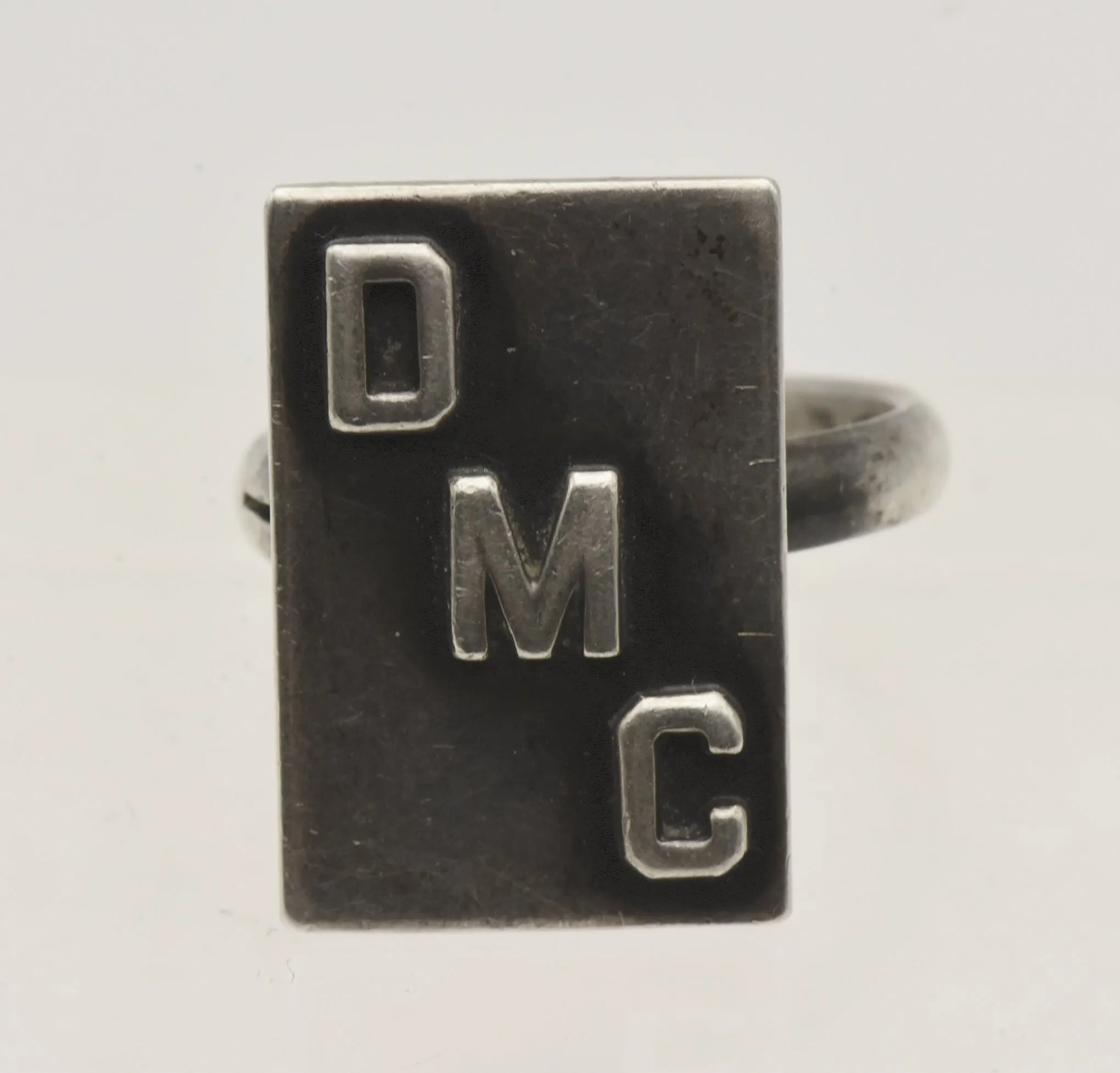 Vintage Handmade Sterling Silver Adjustable Size Monogram "DMC" Ring