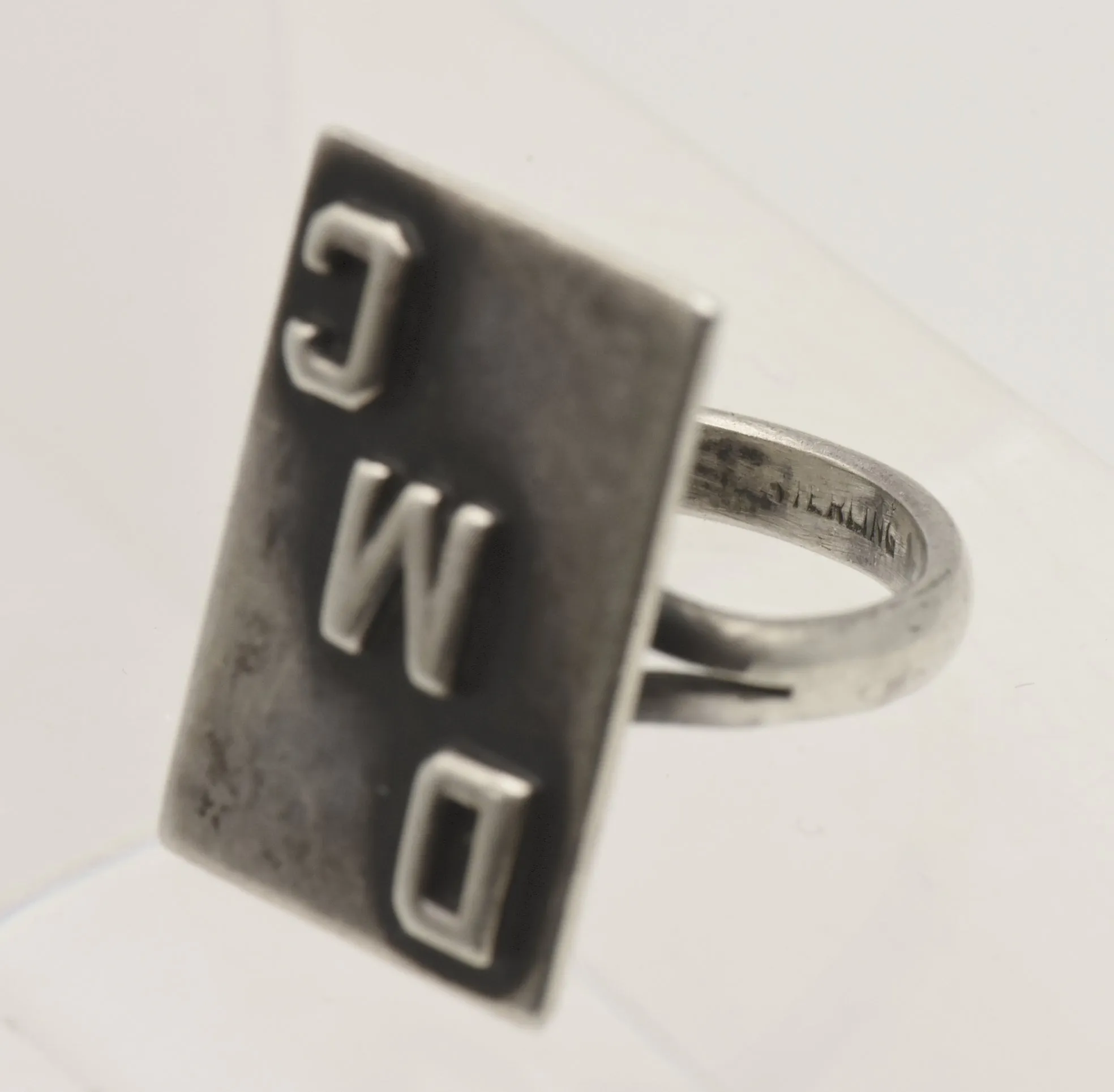 Vintage Handmade Sterling Silver Adjustable Size Monogram "DMC" Ring