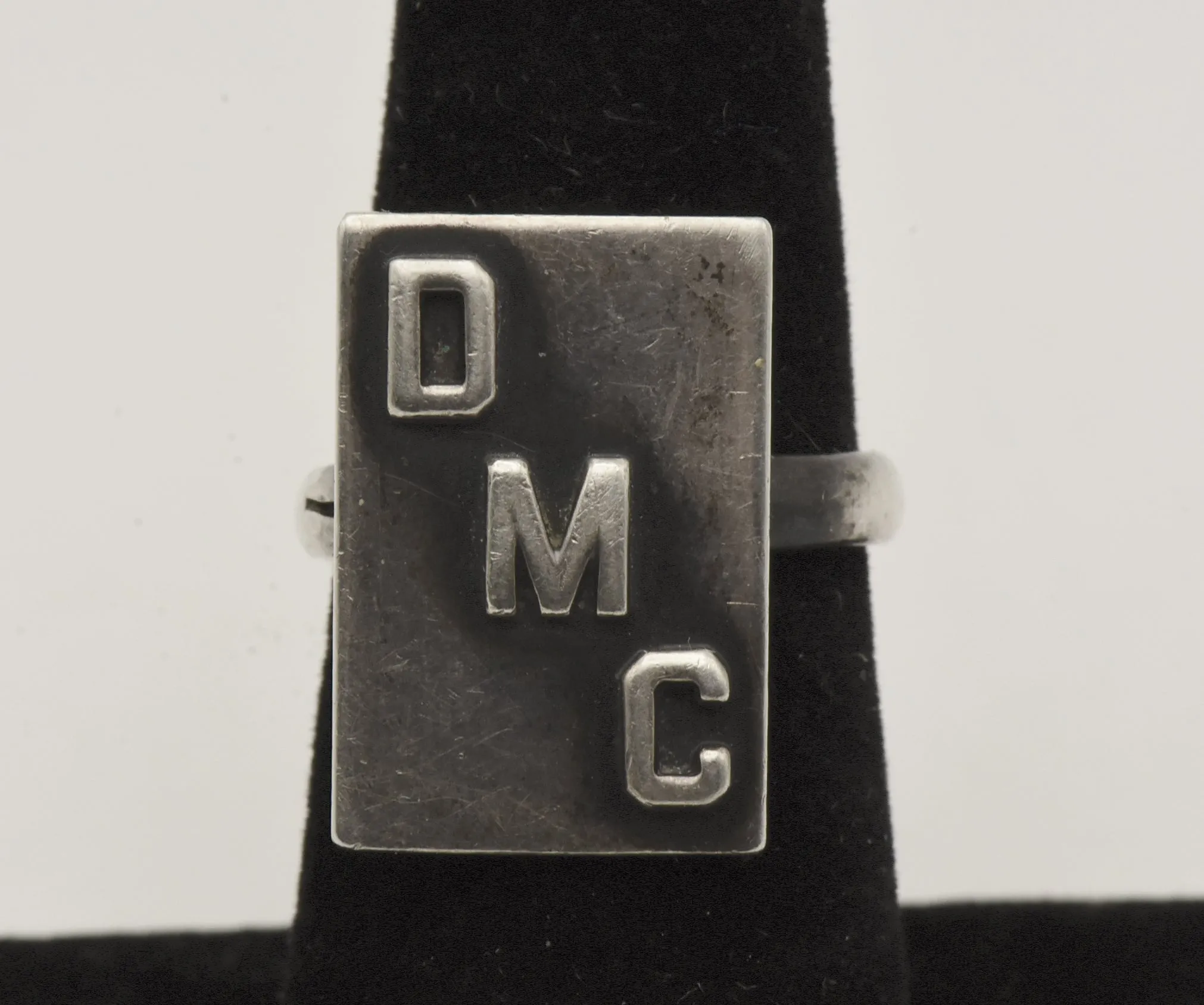 Vintage Handmade Sterling Silver Adjustable Size Monogram "DMC" Ring