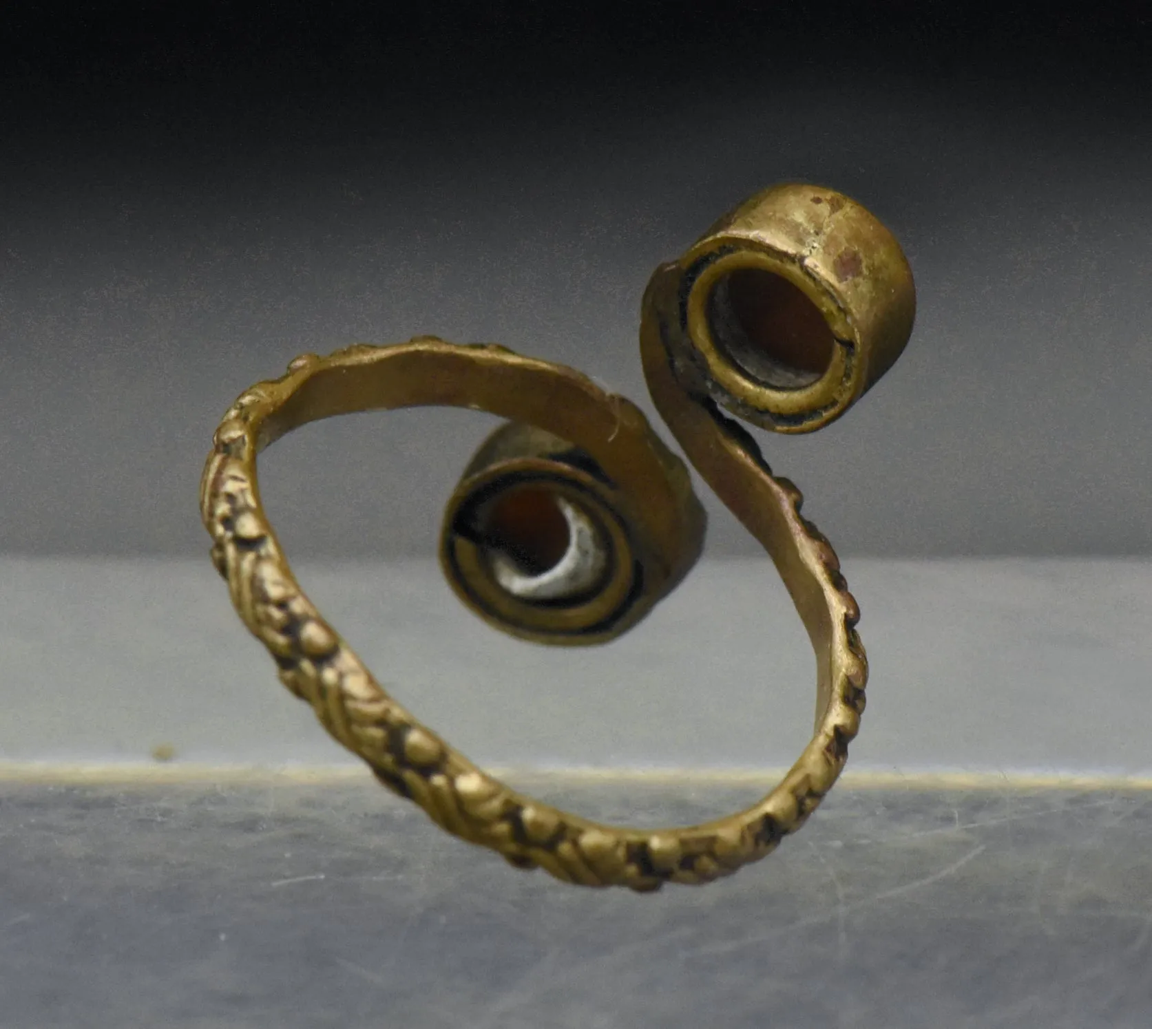 Vintage Tiger's Eye Brass Bypass Adjustable Size Ring