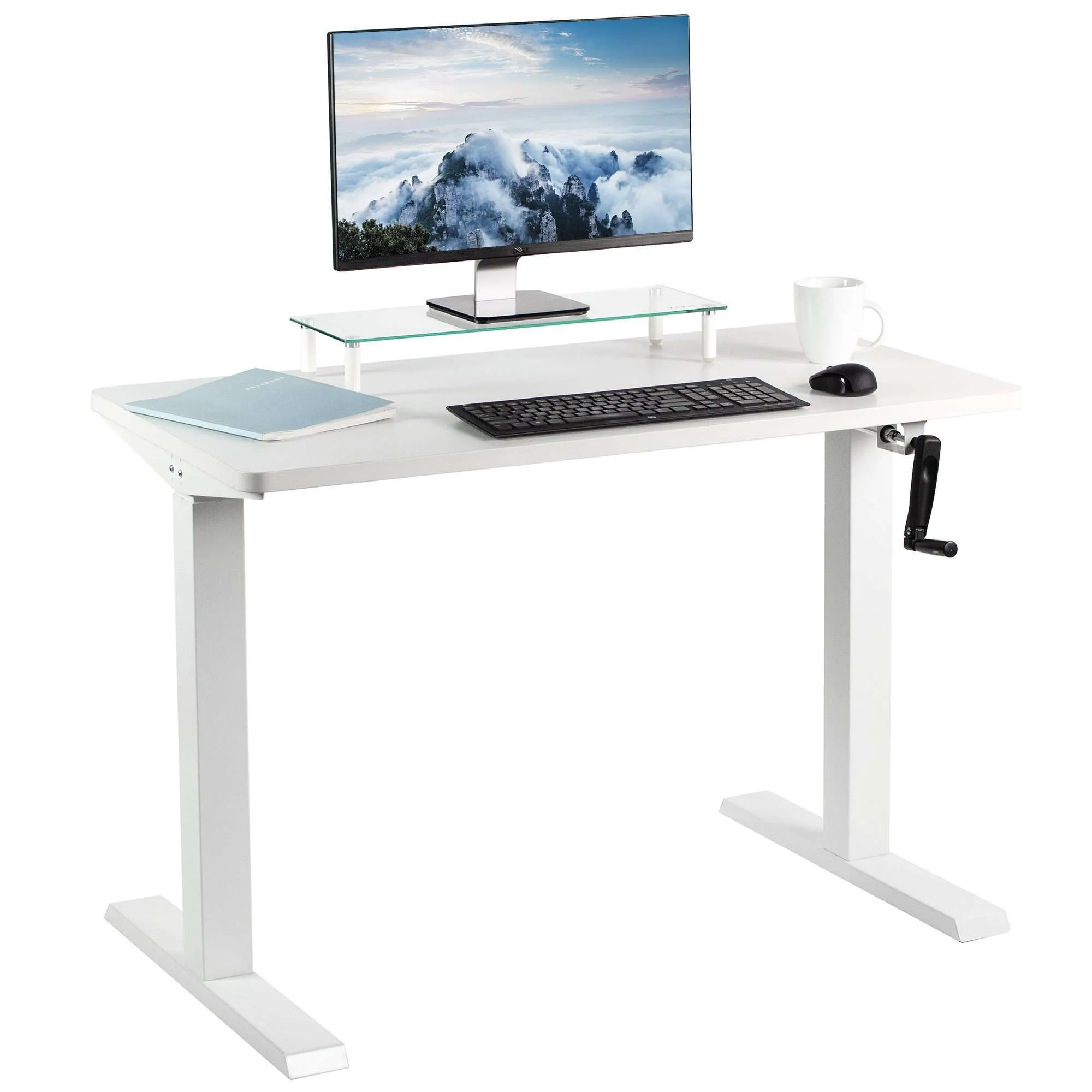 VIVO 43" x 24" Manual Height-Adjustable Desk w/ Crank, DESK-KIT-MW4W/MW4B/MW4C/MW4D/MW4E