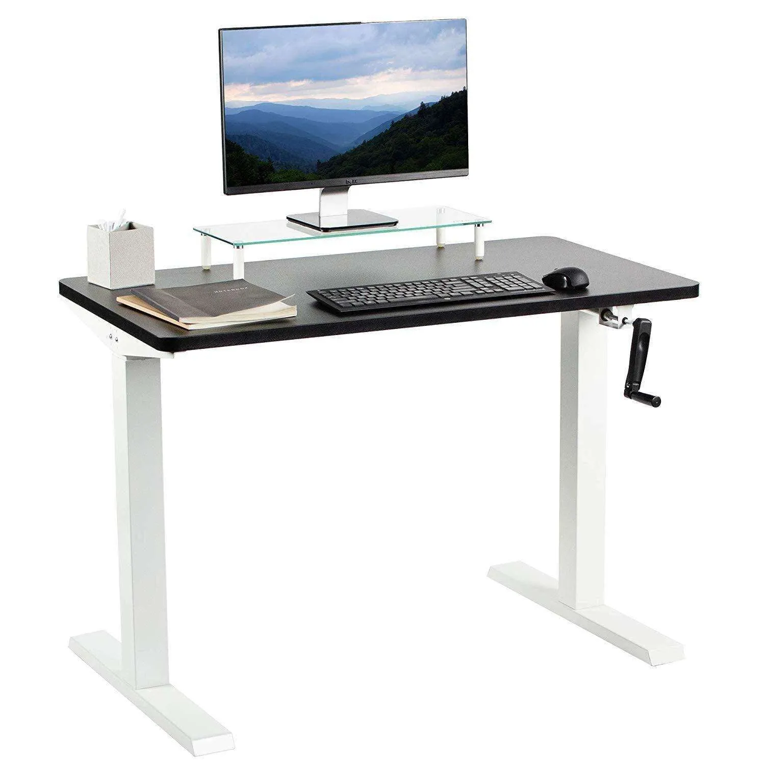 VIVO 43" x 24" Manual Height-Adjustable Desk w/ Crank, DESK-KIT-MW4W/MW4B/MW4C/MW4D/MW4E