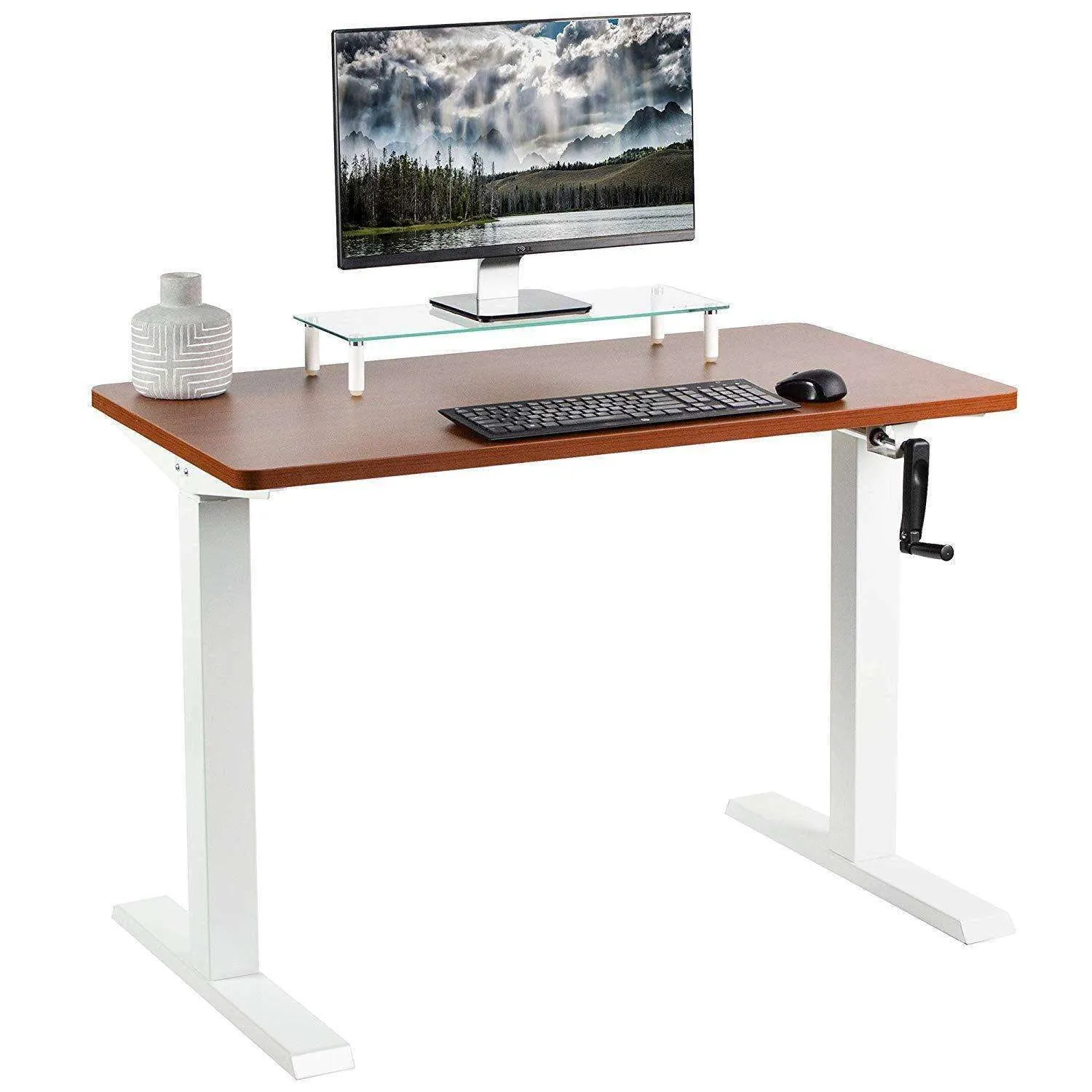 VIVO 43" x 24" Manual Height-Adjustable Desk w/ Crank, DESK-KIT-MW4W/MW4B/MW4C/MW4D/MW4E