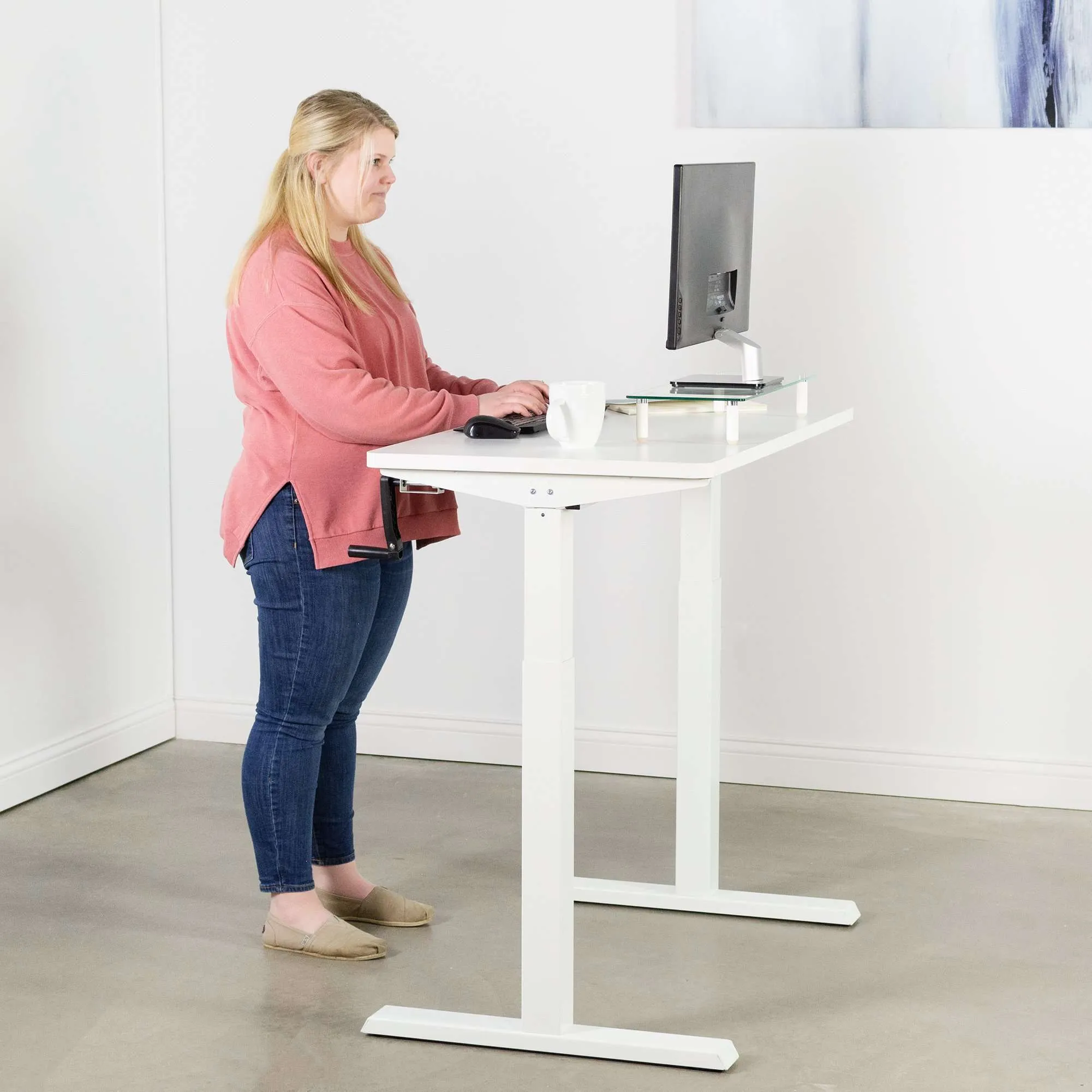 VIVO 43" x 24" Manual Height-Adjustable Desk w/ Crank, DESK-KIT-MW4W/MW4B/MW4C/MW4D/MW4E