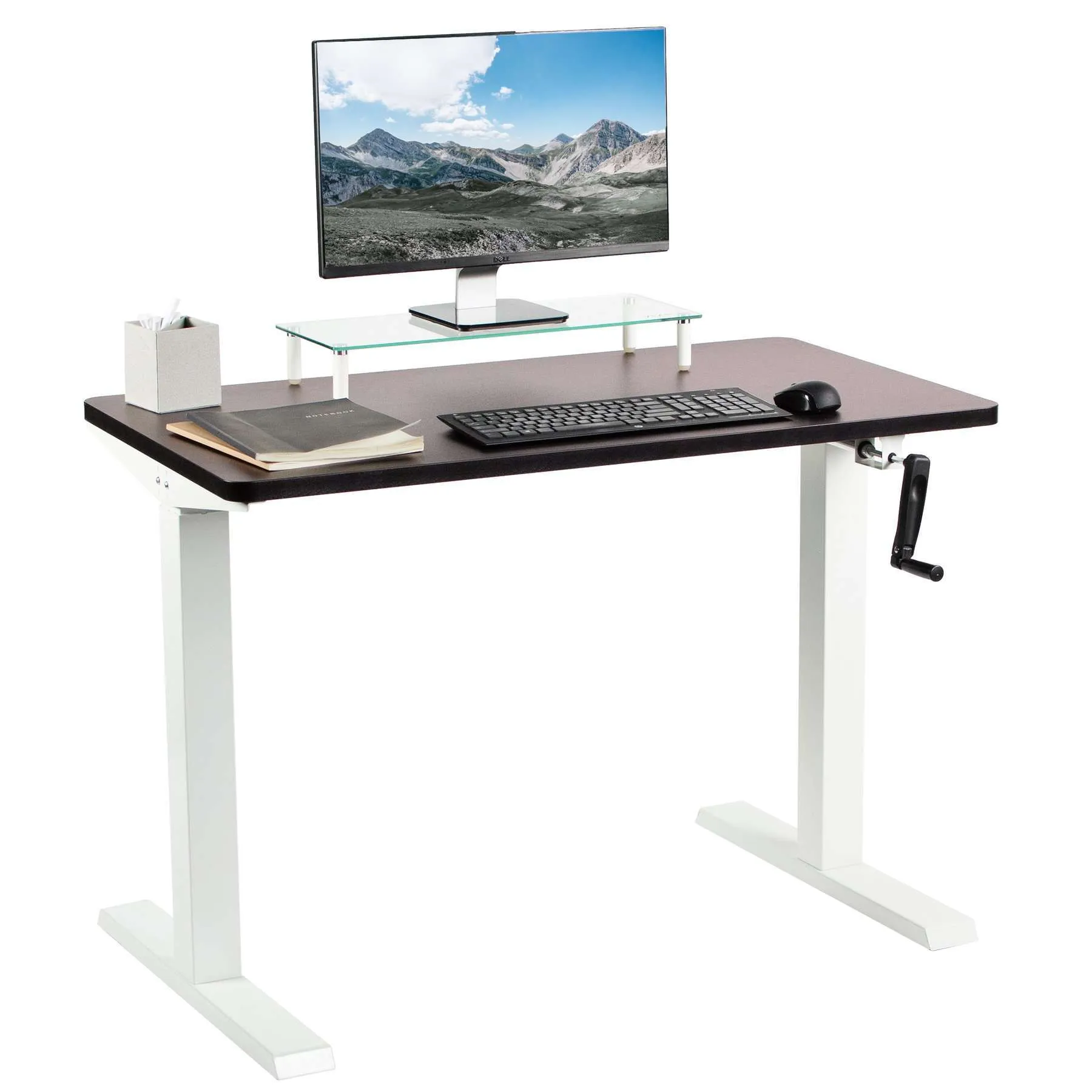 VIVO 43" x 24" Manual Height-Adjustable Desk w/ Crank, DESK-KIT-MW4W/MW4B/MW4C/MW4D/MW4E