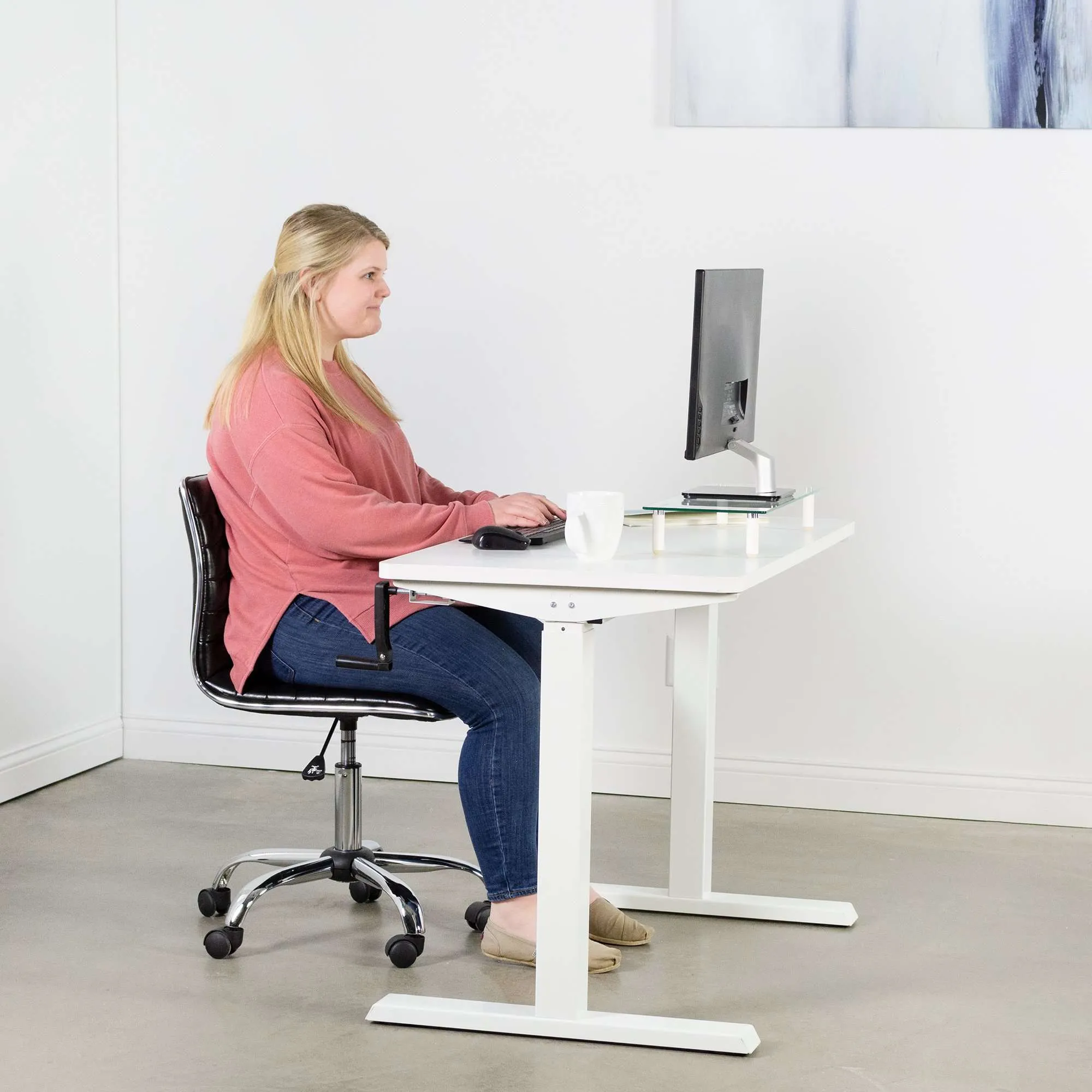 VIVO 43" x 24" Manual Height-Adjustable Desk w/ Crank, DESK-KIT-MW4W/MW4B/MW4C/MW4D/MW4E