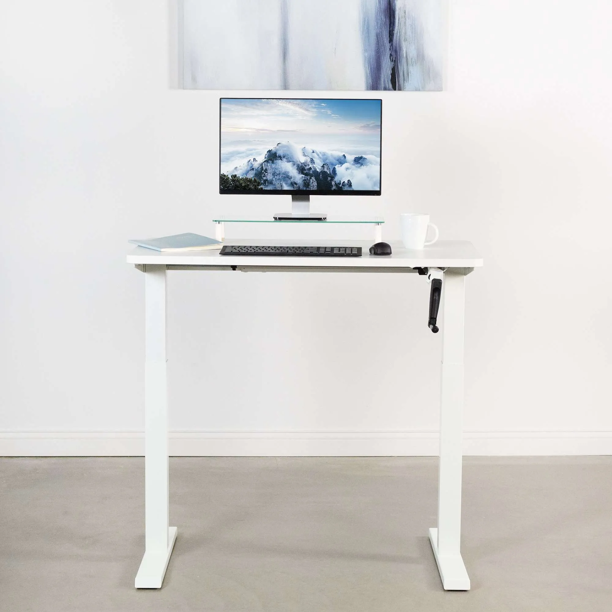 VIVO 43" x 24" Manual Height-Adjustable Desk w/ Crank, DESK-KIT-MW4W/MW4B/MW4C/MW4D/MW4E