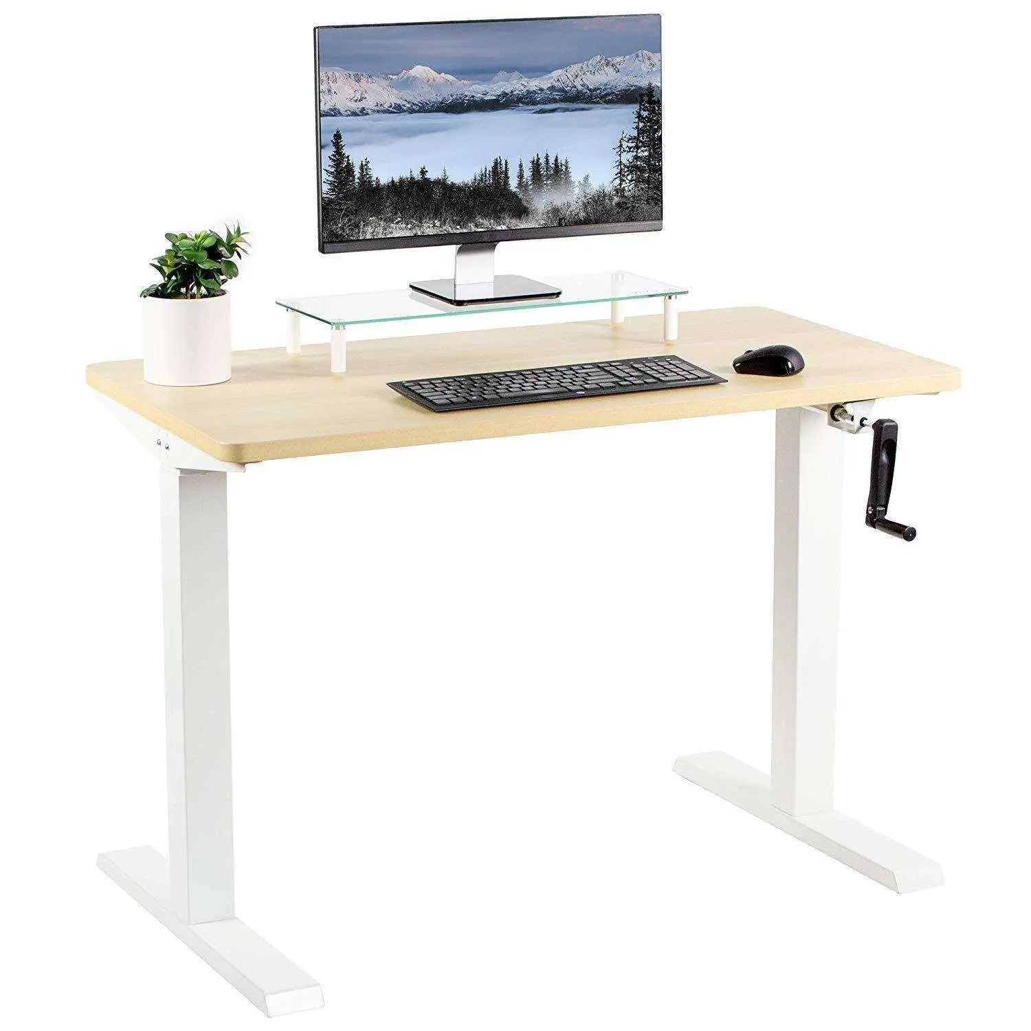 VIVO 43" x 24" Manual Height-Adjustable Desk w/ Crank, DESK-KIT-MW4W/MW4B/MW4C/MW4D/MW4E