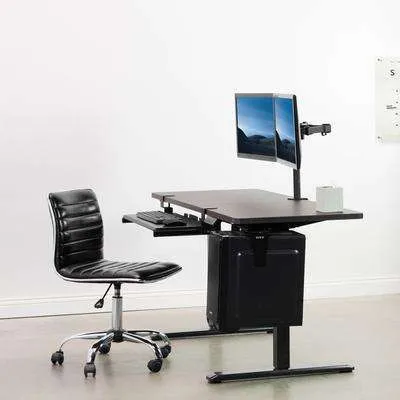 VIVO Espresso Table Top, Black Frame 60" x 24" Electric Height-Adjustable Standing Desk, DESK-KIT-1B6E