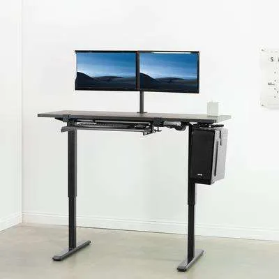 VIVO Espresso Table Top, Black Frame 60" x 24" Electric Height-Adjustable Standing Desk, DESK-KIT-1B6E