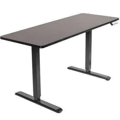 VIVO Espresso Table Top, Black Frame 60" x 24" Electric Height-Adjustable Standing Desk, DESK-KIT-1B6E