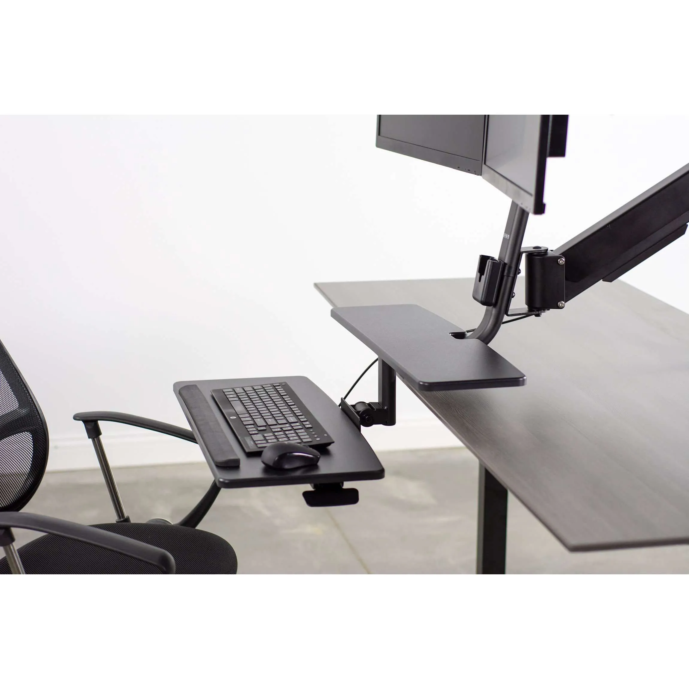 VIVO Sit-to-Stand Dual Monitor Desk Mount Workstation, STAND-SIT2D