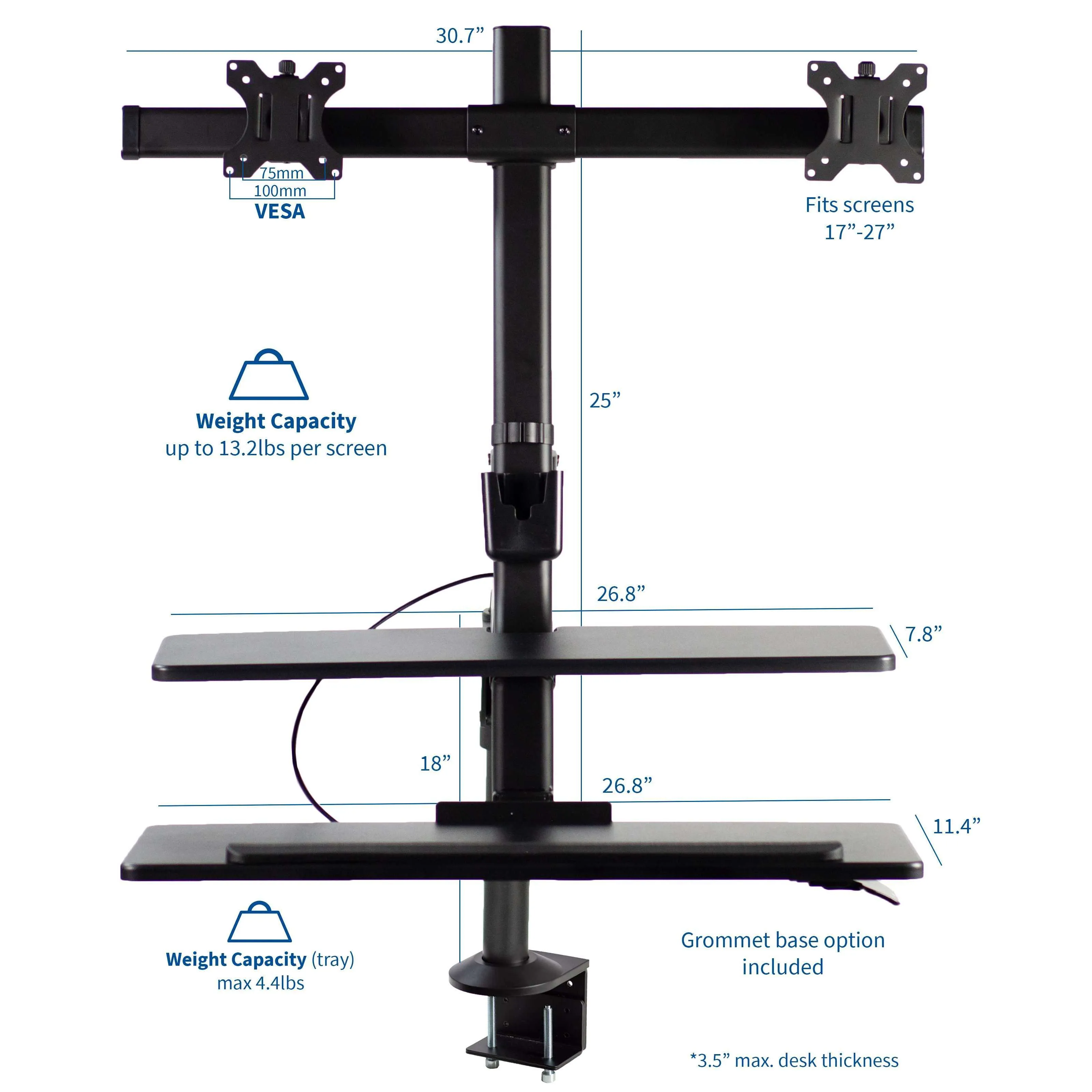 VIVO Sit-to-Stand Dual Monitor Desk Mount Workstation, STAND-SIT2D