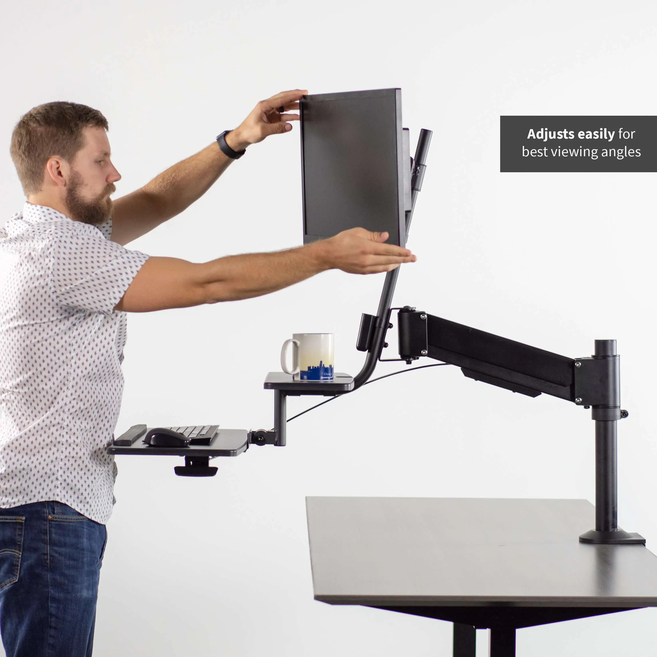 VIVO Sit-to-Stand Dual Monitor Desk Mount Workstation, STAND-SIT2D