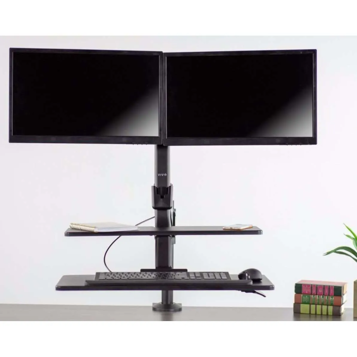 VIVO Sit-to-Stand Dual Monitor Desk Mount Workstation, STAND-SIT2D