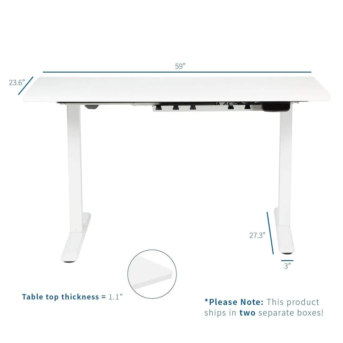 VIVO White-Framed 60" x 24" Electric Height-Adjustable Standing Desk, DESK-KIT-2EW6W/2EW6B/2EW6D/2EW6E