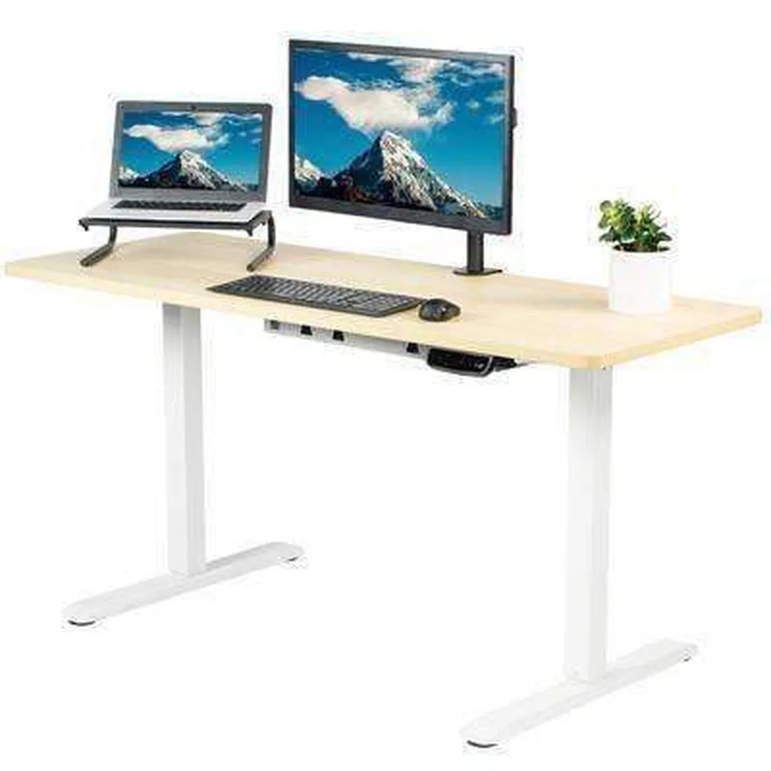 VIVO White-Framed 60" x 24" Electric Height-Adjustable Standing Desk, DESK-KIT-2EW6W/2EW6B/2EW6D/2EW6E