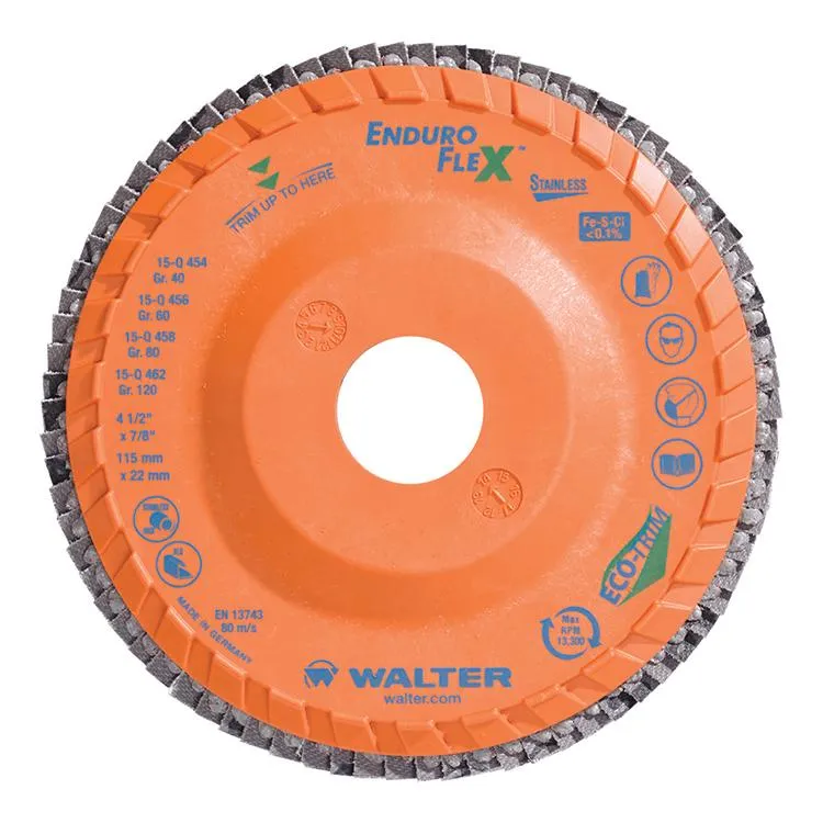 Walter 15Q454 4.5" x 7/8" 40 Grit Enduro-Flex Stainless Flap Discs