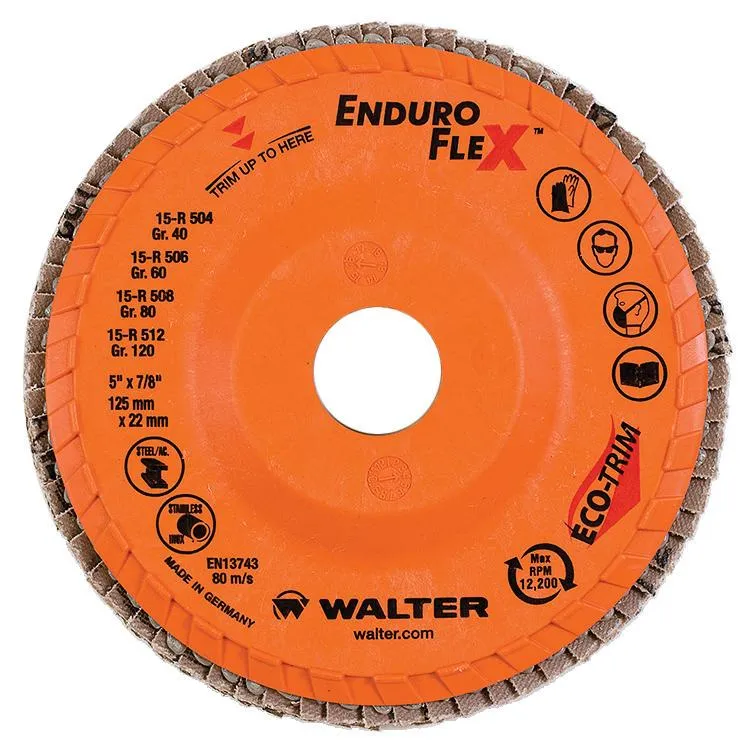 Walter 15R506 5" x 7/8" 60 Grit Enduro-Flex Flap Discs