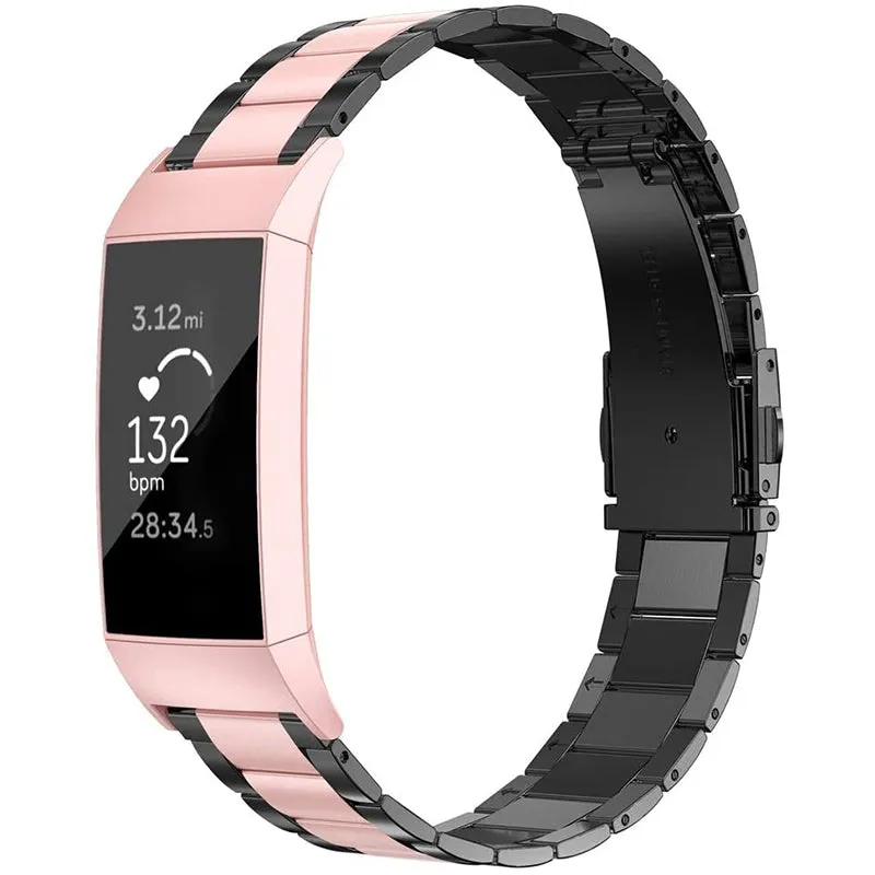 Wearlizer Stainless Steel Fitbit Charge 3 Bands/Fitbit Charge 4 Bands Women Men,Ultra-Thin Lightweight