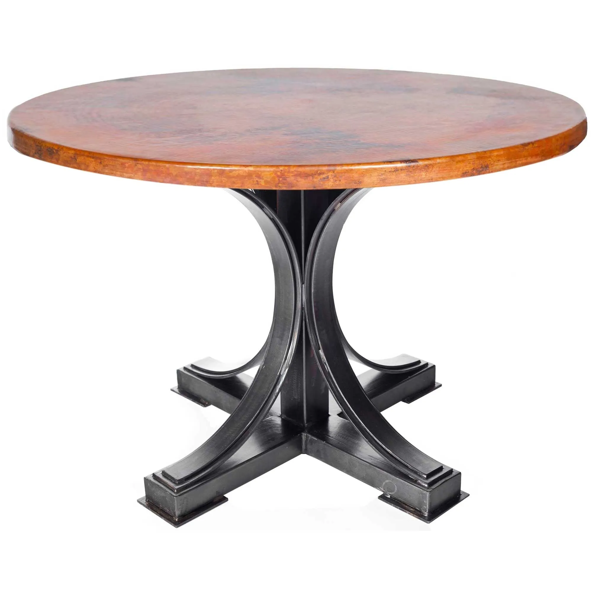 Winston Dining Table with 54" Round Hammered Copper Top