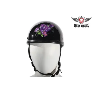 Womens Classic Eagle Style Novelty Helmet With Purple Rose Tribal Design H401-D1