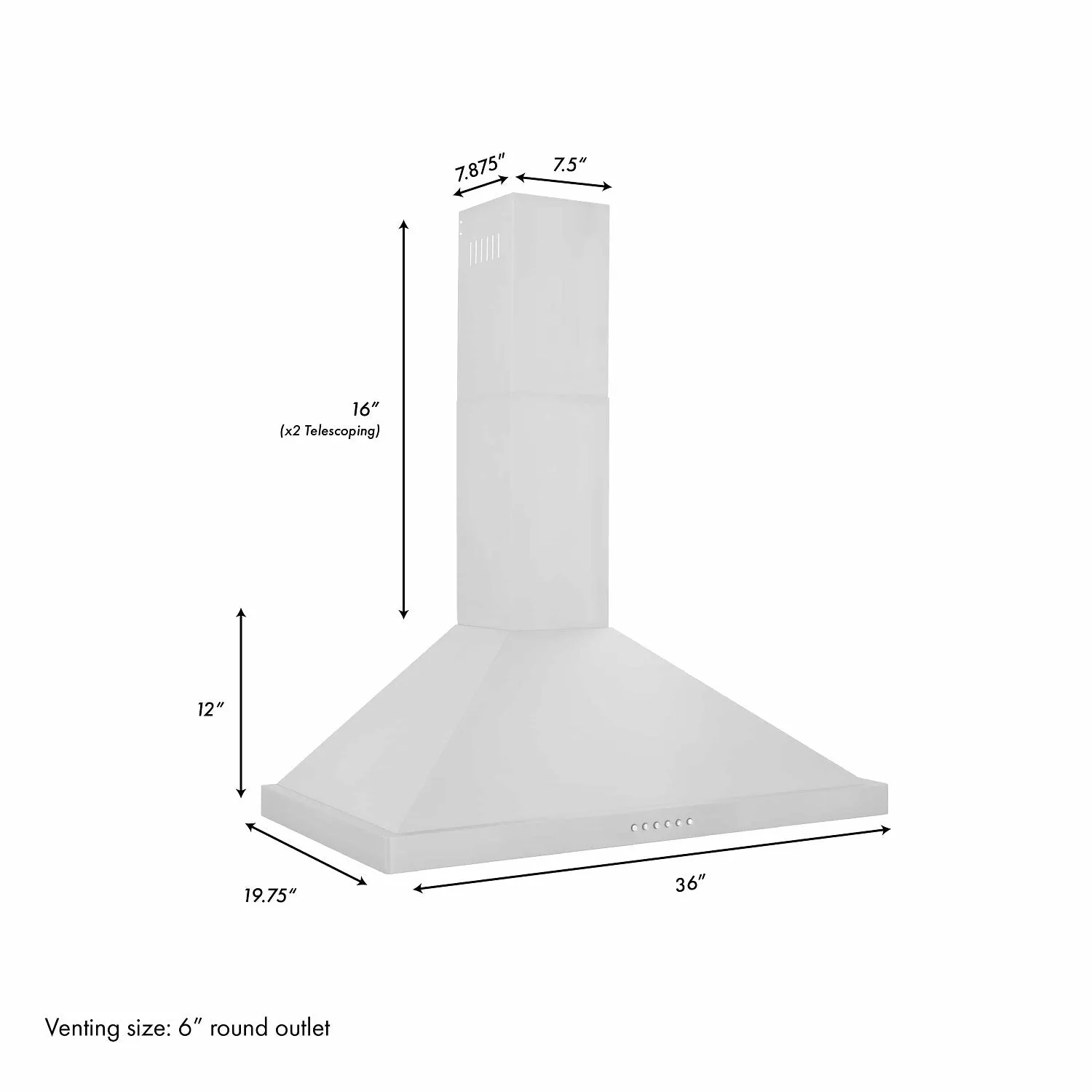 ZLINE 36" Alpine Series Wall Mount Range Hood with Remote in Stainless Steel (ALP10WL-36)